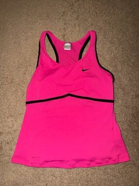 Nike Bright Pink Racerback Sports Tank with Black Trim